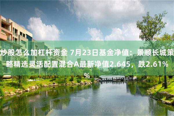 炒股怎么加杠杆资金 7月23日基金净值：景顺长城策略精选灵活配置混合A最新净值2.645，跌2.61%