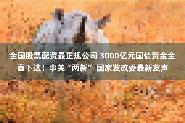 全国股票配资最正规公司 3000亿元国债资金全面下达！事关“两新” 国家发改委最新发声